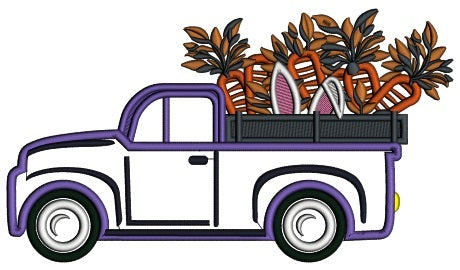 Truck Full Of Carrots Easter Applique Machine Embroidery Design Digitized Pattern