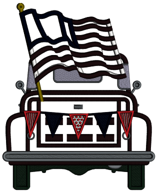 Truck With American Flag Patriotic Applique Machine Embroidery Design Digitized Pattern