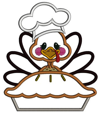 Turkey Cook And Apple Pie Thanksgiving Applique Machine Embroidery Design Digitized Pattern