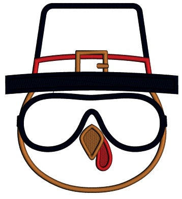 Turkey Head Wearing Sunglasses Thanksgiving Applique Machine Embroidery Design Digitized Pattern