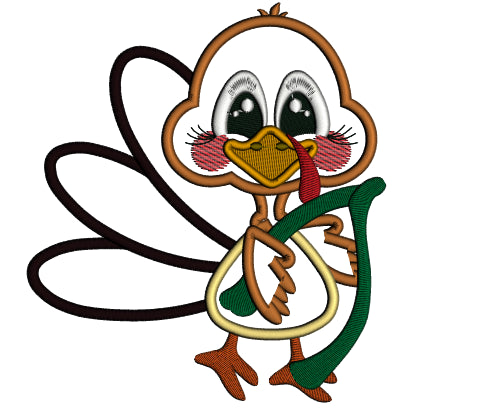 Turkey With Wishbone Thanksgiving Applique Machine Embroidery Design Digitized Pattern