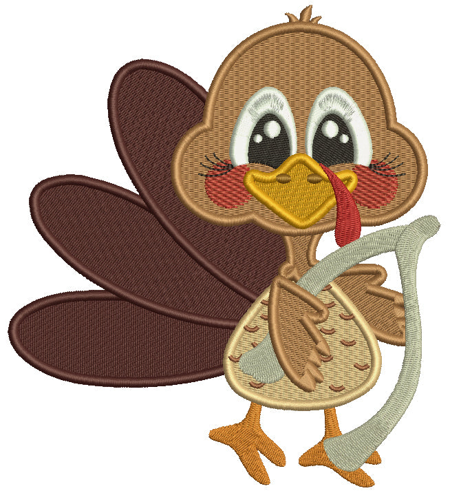 Turkey With Wishbone Thanksgiving Filled Machine Embroidery Design Digitized Pattern
