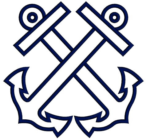 Two Anchors Marine Applique Machine Embroidery Digitized Design Pattern
