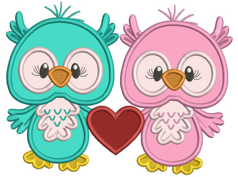 Two Cute On Love With a Big Heart Applique Valentine's Day Machine Embroidery Design Digitized Pattern