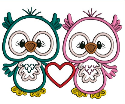 Two Cute On Love With a Big Heart Applique Valentine's Day Machine Embroidery Design Digitized Pattern