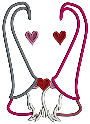 Two Gnomes And Hearts Valentine's Day Applique Machine Embroidery Design Digitized Pattern