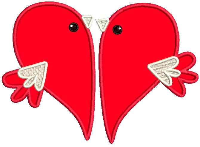 Two Love Birds Applique Machine Embroidery Design Digitized Pattern