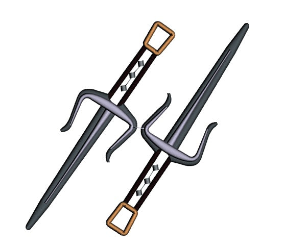 Two Swords Applique Machine Embroidery Digitized Design Pattern
