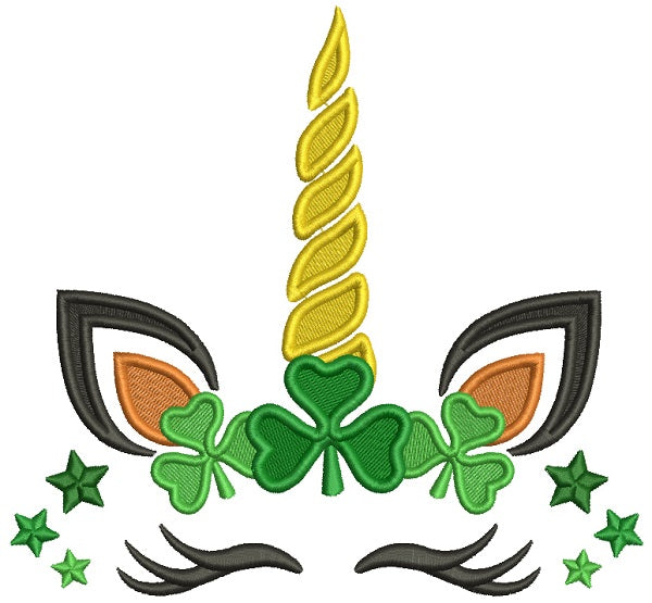 Unicorn With Shamrock Filled St. Patrick's Day Machine Embroidery Design Digitized Pattern