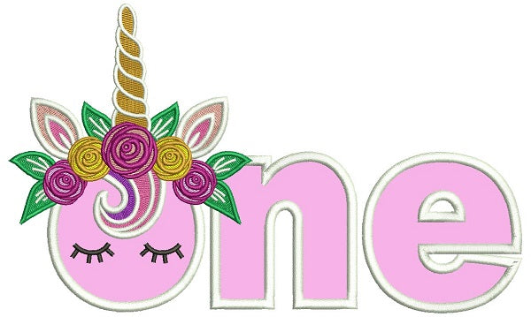 Unicorn First Birthday Applique Machine Embroidery Design Digitized Pattern