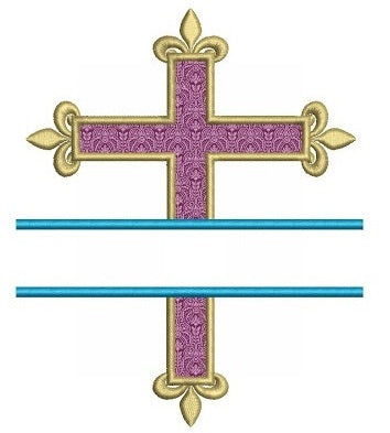 Victorian Cross Split Applique Machine Embroidery Digitized Design Pattern - Instant Download - 4x4 , 5x7, 6x10