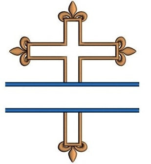 Victorian Cross Split Applique Machine Embroidery Digitized Design Pattern - Instant Download - 4x4 , 5x7, 6x10