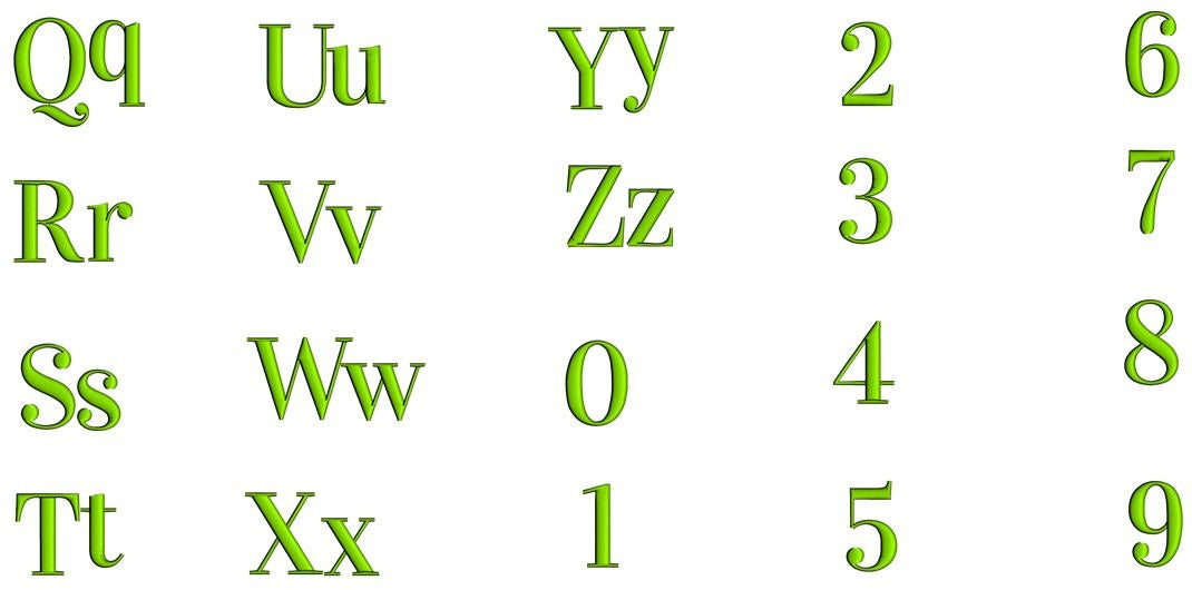 Vido Font Machine Embroidery Script Upper and Lower Case 1 2 3 inches