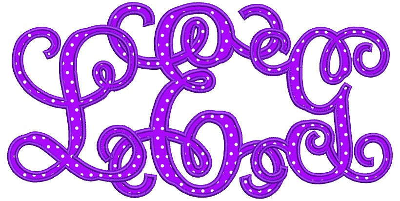 Vine Monogram Interlocking Applique Machine Embroidery Digitized Font Upper and Lower Case 3 4 5 inch