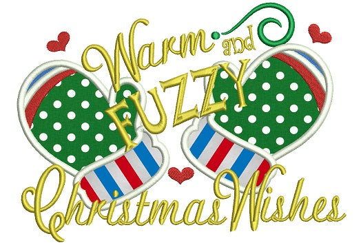 Warm and Fuzzy Christmas Wishes Applique Machine Embroidery Digitized Design Pattern