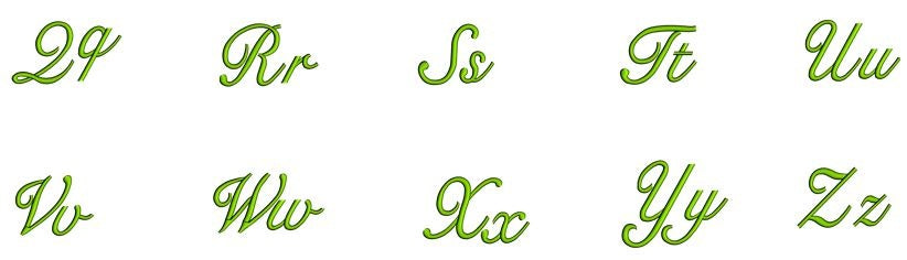 Wedding Satin Script Machine Embroidery Font Upper and Lower Case 1 2 3 inches