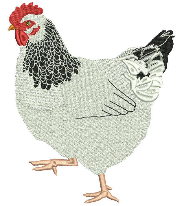 White Hen Filled Machine Embroidery Digitized Design Pattern