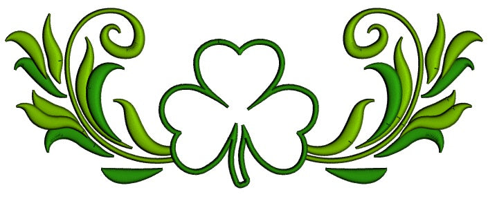 Wide Ornamental Shamrock St. Patrick's Day Applique Machine Embroidery Design Digitized Pattern