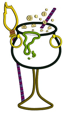 Witch's Boiling Hot Pot Drink Halloween Applique Machine Embroidery Digitized Design Pattern