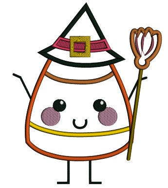 Witch Candy Corn Halloween Applique Machine Embroidery Digitized Design Pattern