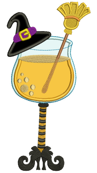 Witch's Favorite Drink Halloween Applique Machine Embroidery Digitized Design Pattern
