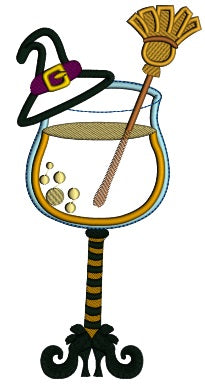 Witch's Favorite Drink Halloween Applique Machine Embroidery Digitized Design Pattern