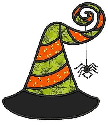 Witch Hat Halloween Applique Machine Embroidery Digitized Design Pattern - Instant Download - 4x4 , 5x7, and 6x10