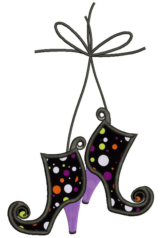 Witch's Boots Halloween Applique Machine Embroidery Design Digitized Pattern