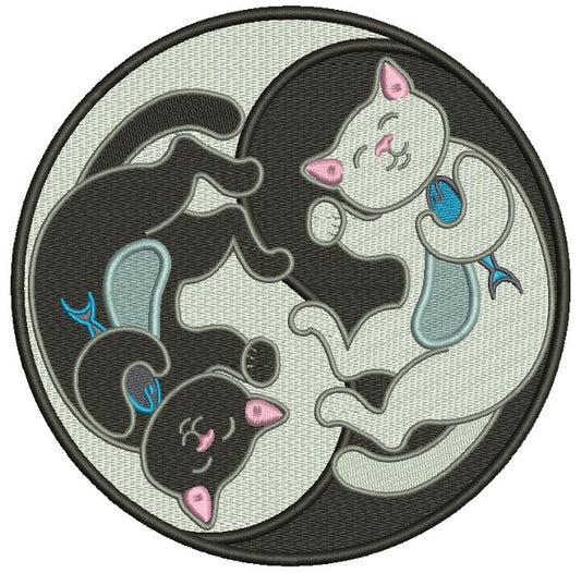 Ying Yang Black And White Cats Filled Summer Machine Embroidery Design Digitized Pattern