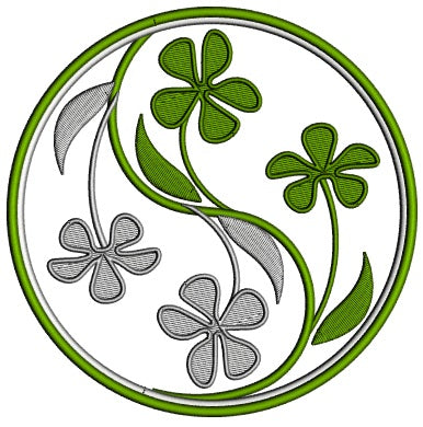 Ying Yang Shamrock St. Patricks Day Applique Machine Embroidery Design Digitized Pattern