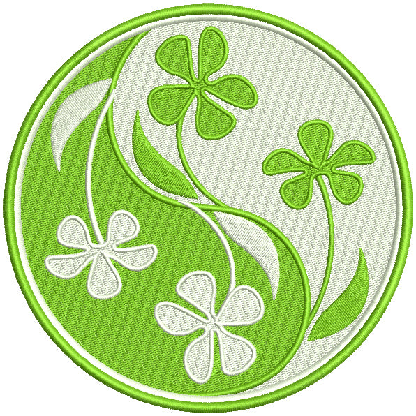 Ying Yang Shamrock St. Patricks Day Filled Machine Embroidery Design Digitized Pattern