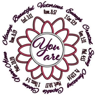 You Are Victorious Capable Beautiful Bible Verse Religious Applique Machine Embroidery Design Digitized Pattern