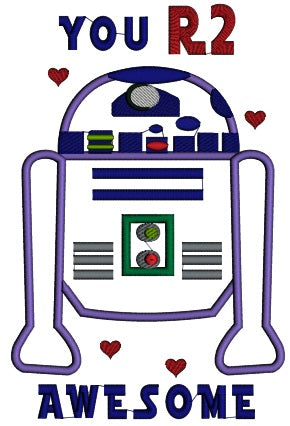 You R2 Awesome Robot Applique Machine Embroidery Design Digitized Pattern