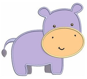 Instant Download Hippo Machine Embroidery Applique Design