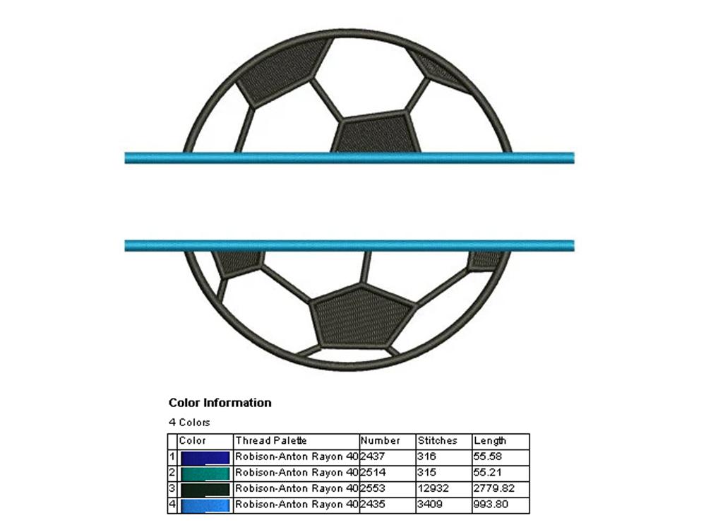 Soccer Ball Split Design Machine Embroidery Digitized Design Applique Pattern - Instant Download - 4x4 , 5x7, and 6x10 -hoops