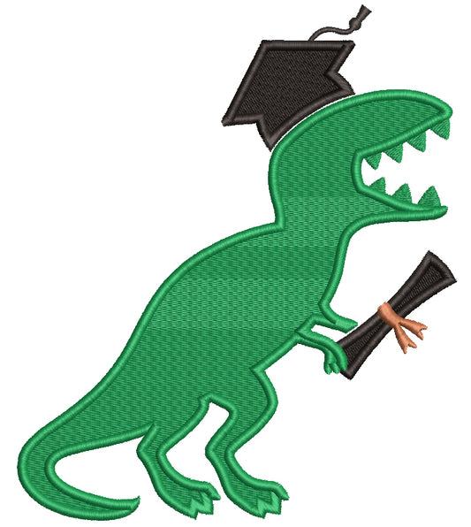 T-Rex Graduate School Filled Machine Embroidery Design Digitized Pattern