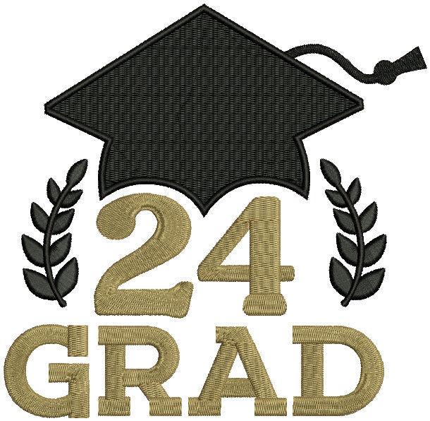 24 Grad Hat School Filled Machine Embroidery Design Digitized Pattern