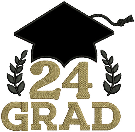 24 Grad Hat School Applique Machine Embroidery Design Digitized Pattern