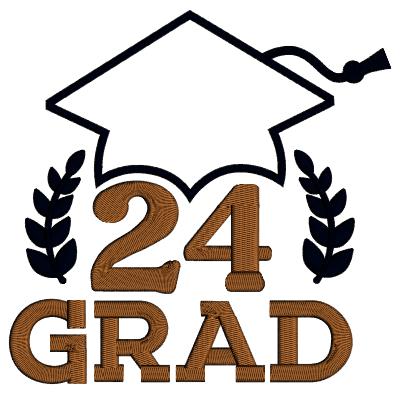 24 Grad Hat School Applique Machine Embroidery Design Digitized Pattern