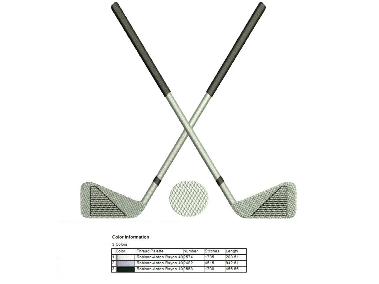 Golf Club Machine Embroidery Digitized Design Filled Sport Pattern - Instant Download - 4x4 , 5x7, 6x10