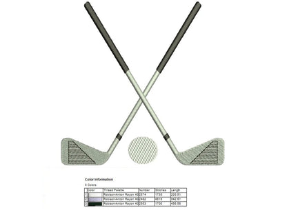 Golf Club Machine Embroidery Digitized Design Filled Sport Pattern - Instant Download - 4x4 , 5x7, 6x10