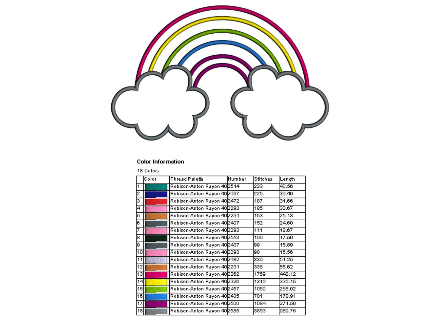Rainbow Applique Machine Embroidery Digitized Design Pattern - Instant Download - 4x4 , 5x7, and 6x10 -hoops
