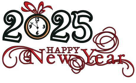 2025 Happy New Year Applique Machine Embroidery Design Digitized Pattern