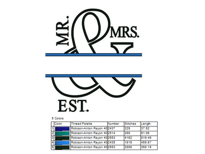 Mr & Mrs Applique Embroidery Digitized Design Design Pattern - Instant Download - 4x4 , 5x7, and 6x10 -hoops
