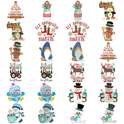24 Christmas Machine Embroidery Designs Power Pack #8 - Set 12 Filled and 12 Applique Instant Download Files