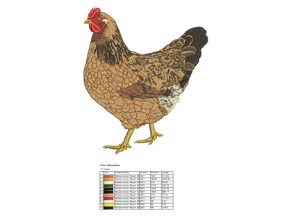 Buff Brahma Brown Hen Filled Machine Embroidery Digitized Design Pattern