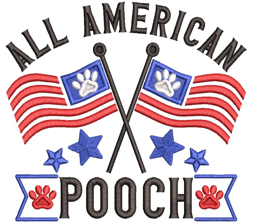 All American Pooch Patriotic Filled Machine Embroidery Design Digitized Pattern