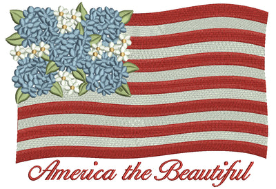 America the Beautiful Flag Patriotic Independence Day 4th of July Filled Machine Embroidery Design Digitized Pattern