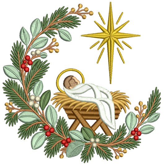 Baby Jesus Nativity Scene Machine Embroidery Design - Applique Pattern