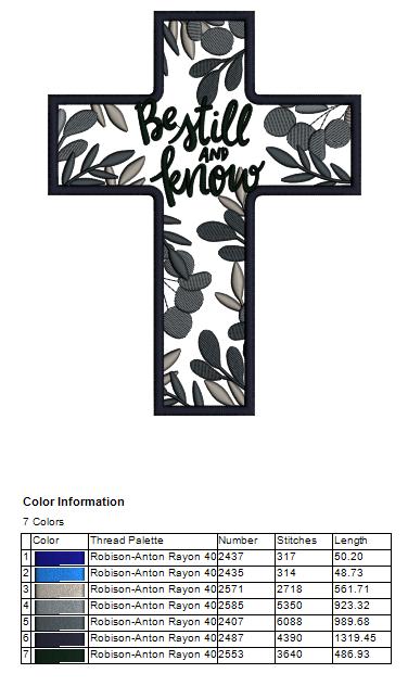 Be Still and Know Cross Applique Machine Embroidery Design – Christian Religious Bible Verse Applique Pattern